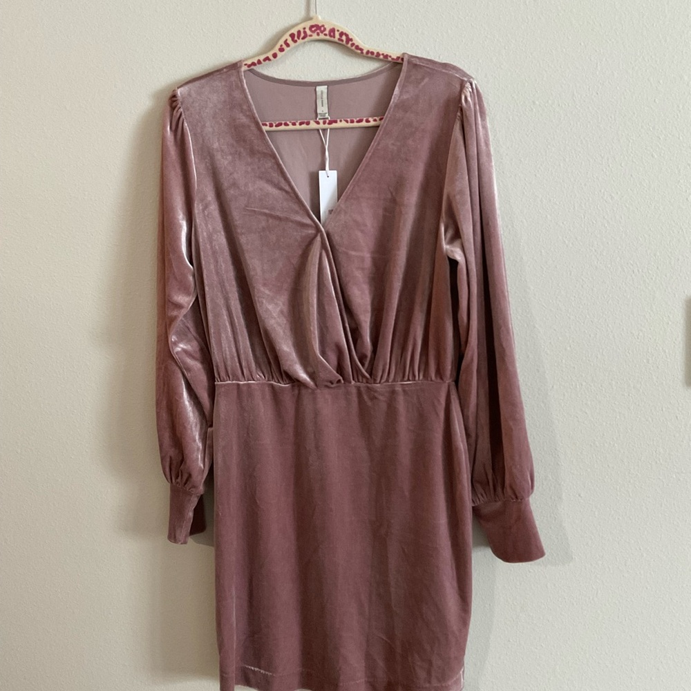 Gentle Fawn Mauve Long Sleeve Velvet Dress